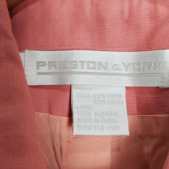 Vintage 90's Preston & York Pink Linen Blend Button Up Short Sleeve Blouse Sz 16 - Picture 5 of 9